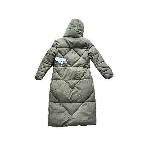 Nicole Miller New York quilted puffer jacket with a gold metallic Hood Sz Small
